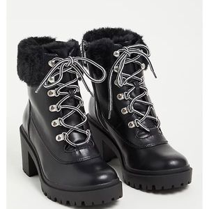 Torrid Black Fur Hiker Bootie Size 8.5 WW